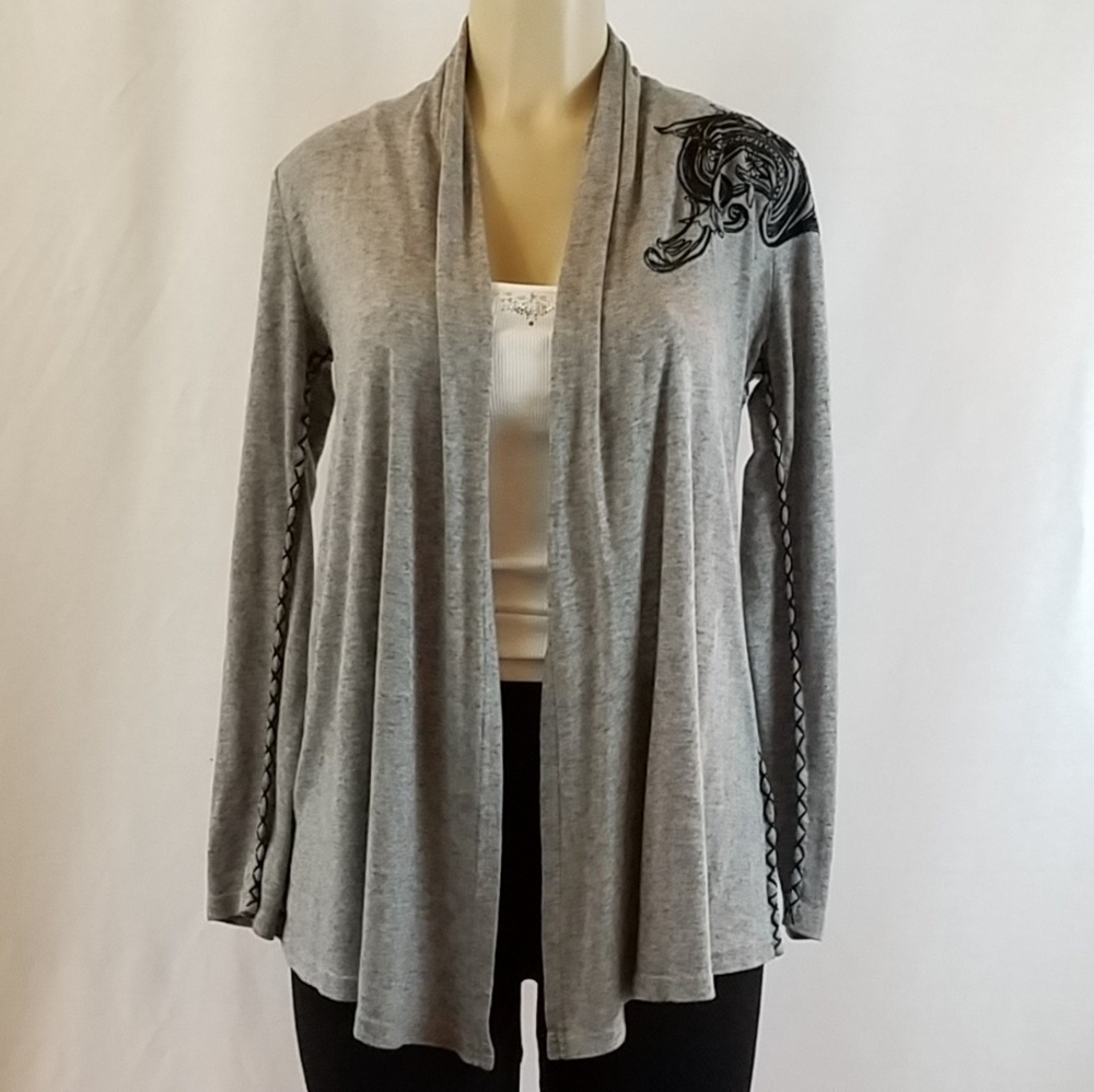 LOVE Culture Embroidered Open Cardigan